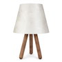 Opviq Lámpara de Mesa AYD-1505, Madera de Haya y Tela PVC, Blanco y Nogal, 22 x 33 cm